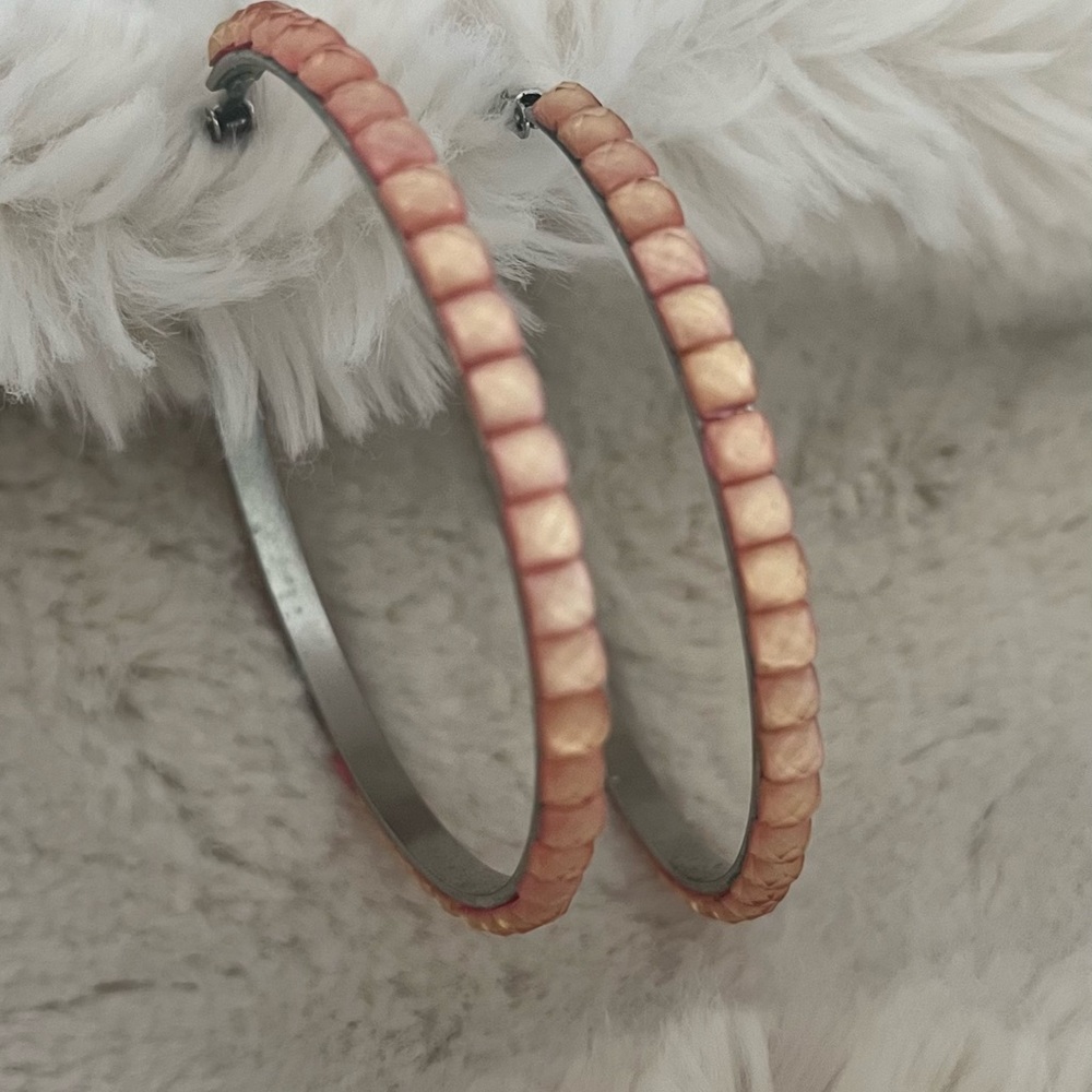Coral peach hoop earrings